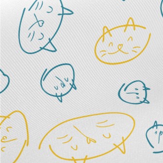 Hand Drawn Cat Face Twill