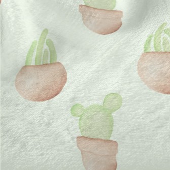 Watercolor Hand Drawn Cactus Minky