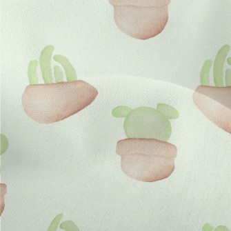 Watercolor Hand Drawn Cactus Lightweight Performance Linen