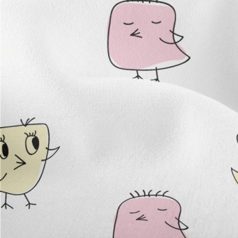 Abstract Hand Drawn Bird Lightweight Performance Linen