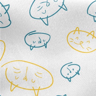 Hand Drawn Cat Face Jersey Backed Fleece