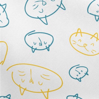 Hand Drawn Cat Face Pongee