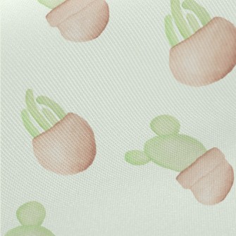 Watercolor Hand Drawn Cactus Midweight Cotton Poplin
