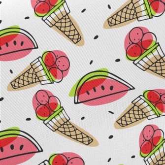 Watermelon Flavored Ice Cream Midweight Cotton Poplin