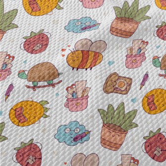 Cute Animal And Plant Campus Birdseye Piqué