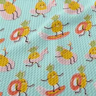 Holiday Pineapple Sticker Birdseye Piqué