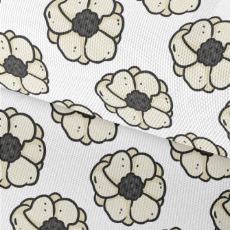 Doodle Hand Drawn White Flower Waterproof Oxford