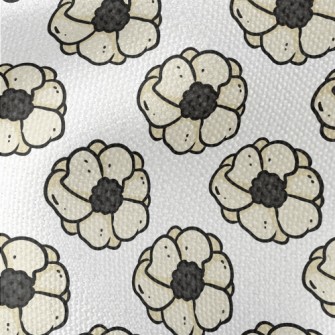 Doodle Hand Drawn White Flower Waterproof Canvas