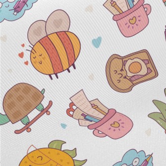 Cute Animal And Plant Campus Twill