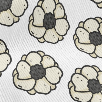 Doodle Hand Drawn White Flower Standard Corduroy