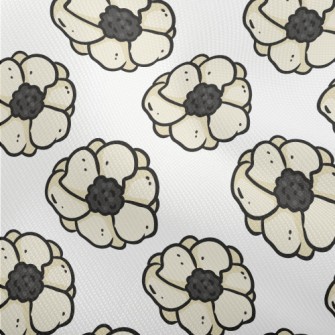 Doodle Hand Drawn White Flower Dobby