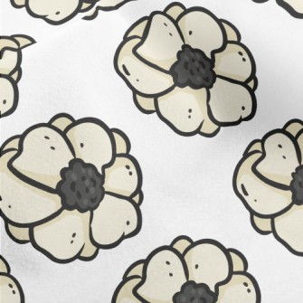 Doodle Hand Drawn White Flower Micro Fleece