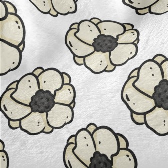 Doodle Hand Drawn White Flower Minky