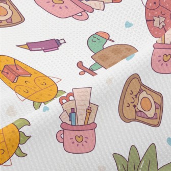 Cute Animal And Plant Campus Piqué