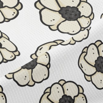 Doodle Hand Drawn White Flower Piqué