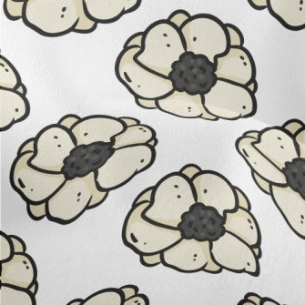 Doodle Hand Drawn White Flower Lightweight Performance Linen