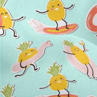 Holiday Pineapple Sticker Lightweight Performance Linen