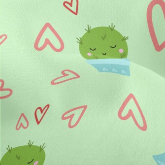 Cute Cactus With Closed Eyes Lightweight Performance Linen