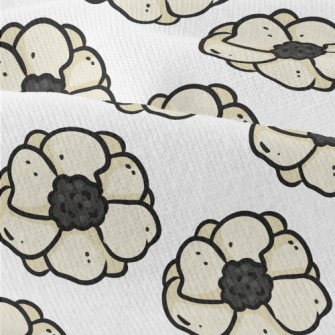 Doodle Hand Drawn White Flower Modern Jersey