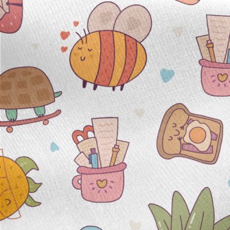 Cute Animal And Plant Campus Jersey Backed Fleece