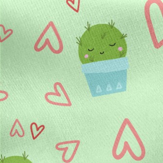 Cute Cactus With Closed Eyes Jersey Backed Fleece