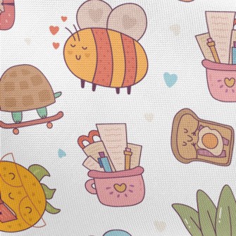 Cute Animal And Plant Campus Pongee