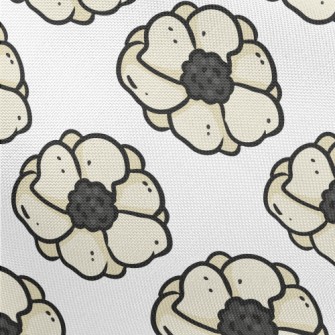 Doodle Hand Drawn White Flower Pongee