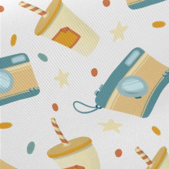 Yellow Camera And Milkshake Midweight Cotton Poplin