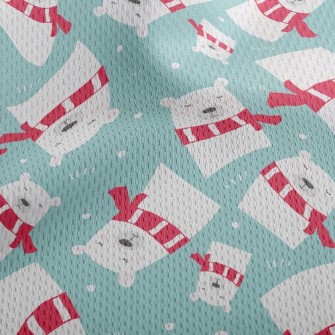 Striped Scarf Polar Bear Athletic Mesh Flat Back