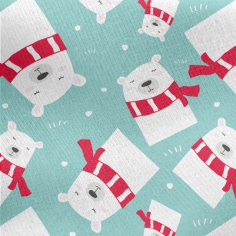 Striped Scarf Polar Bear Jersey Backed Fleece