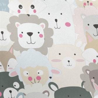 Cute Big-headed Animals Pongee