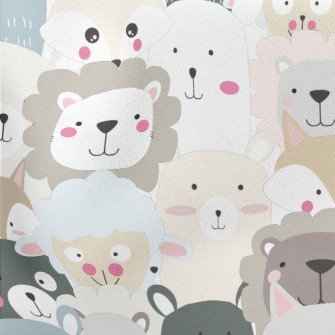 Cute Big-headed Animals Lightweight Cotton Poplin