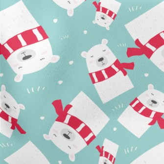 Striped Scarf Polar Bear Lightweight Cotton Poplin