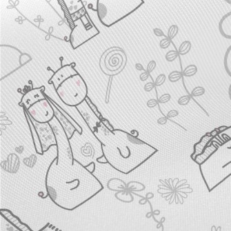 Happy Giraffe Couple Midweight Cotton Poplin