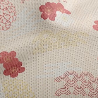 Japanese Classical Cherry Blos Athletic Mesh Flat Back