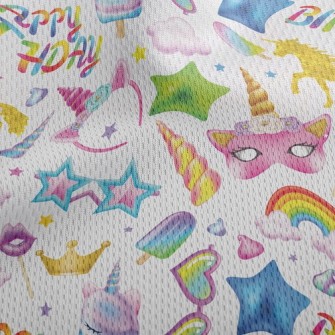 Unicorn Birthday Theme Party Athletic Mesh Flat Back