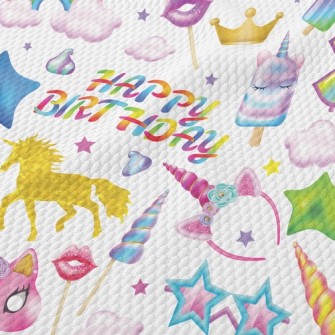 Unicorn Birthday Theme Party Birdseye Piqué