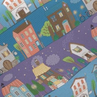 Street Of Colorful Houses Twill