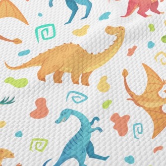 Happy Dancing Dinosaurs Birdseye Piqué