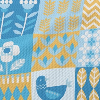 Funny Geometric Birds And Flow Birdseye Piqué