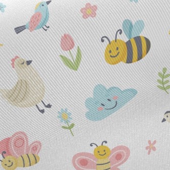 Farm Garden Bee Butterfly Twill
