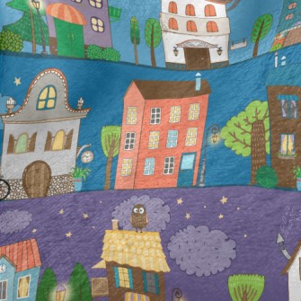 Street Of Colorful Houses Minky