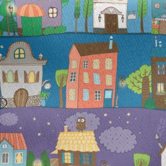 Street Of Colorful Houses Jersey Backed Fleece