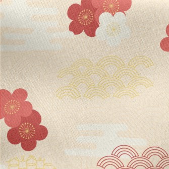 Japanese Classical Cherry Blos Jersey Backed Fleece