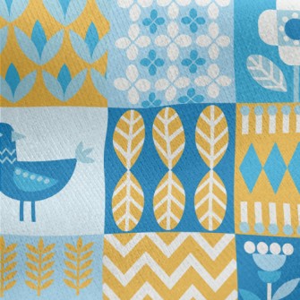 Funny Geometric Birds And Flow Jersey Backed Fleece