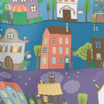 Street Of Colorful Houses Lightweight Cotton Poplin