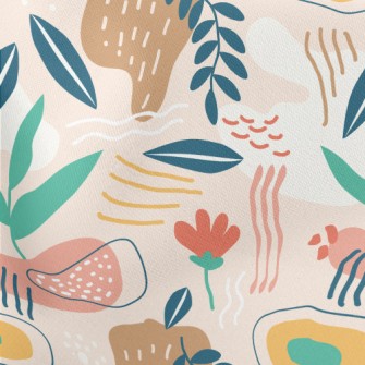 Childlike Lines Flowers And Le Lightweight Cotton Poplin