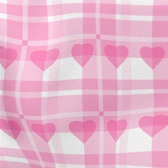 Classic Plaid With Hearts Lightweight Cotton Poplin