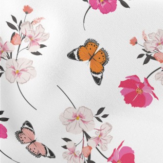 Happy Flying Butterflies And F Lightweight Cotton Poplin