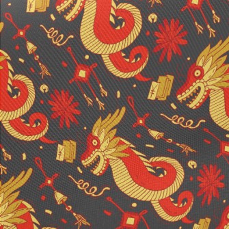 Ancient Chinese Mythical Beast Midweight Cotton Poplin